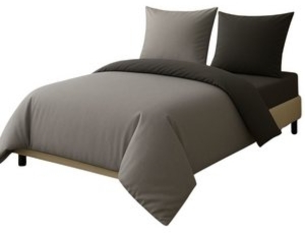 Leonado Vicenti Bettwäsche Luxus Satin-Bettwäsche aus 100 % Baumwolle, Satin, 2 teilig, Wendebettwäsche, hochwertig, dezenter Glanz, Unifarben, Anthrazit Bild 6