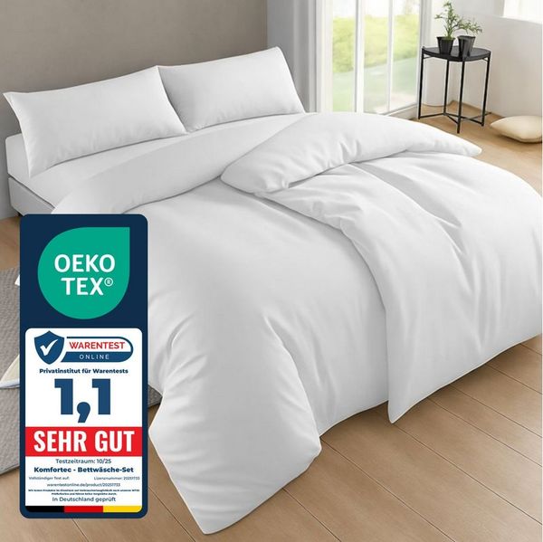 Komfortec Bettwäsche Premium, 135x200 bis 220x240 cm, 6 verschiedene Größen zur Auswahl, gebürstet 100% Mikrofaser, 4 teilig, Superweiches Bettwäsche-Set, Knitterfrei, Atmungsaktiv