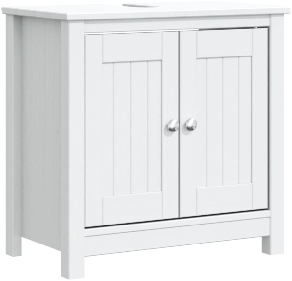 vidaXL Waschbeckenunterschrank BERG Weiß 60x34x59 cm Massivholz Kiefer 358552