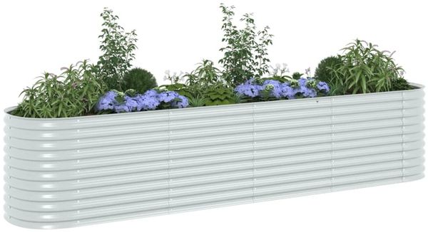 vidaXL Garten-Hochbeet 400 x 80 x 81 cm Verzinkter Stahl Silbern 45511 Bild 3
