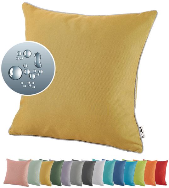 heimtexland ® OUTDOOR Lounge Dekokissen LOTUS EFFEKT wetterfest 45x45 Garten Kissen Outdoorkissen Typ551 dunkelgrau