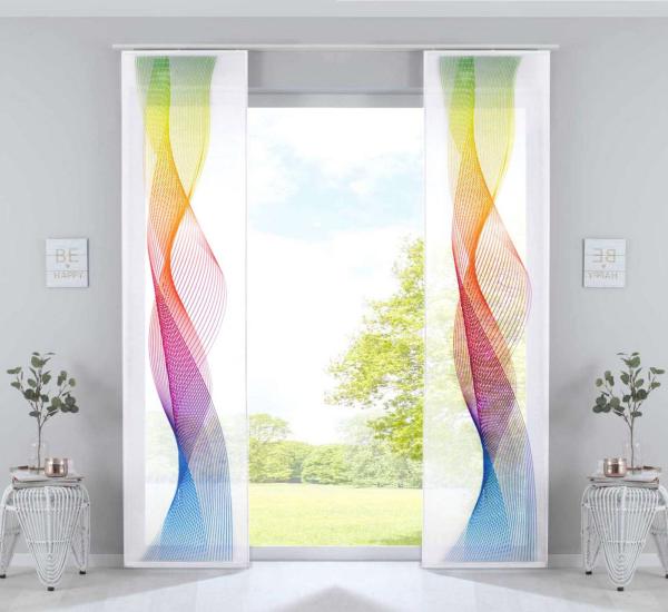 Gardinenbox Schiebegardine (2 St), Klettband, blickdicht, Microfaser, Bedruckt Flächenvorhänge »Izmir«