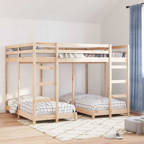 vidaXL Dreifach Etagenbettrahmen Braun 160 x 200 cm 3414561