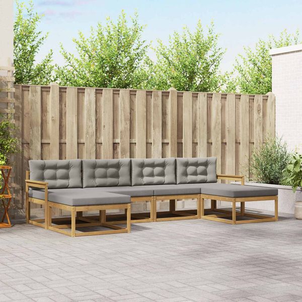 vidaXL Outdoor-Sofagarnitur mit Kissen 6 pcs Weiß und Hellgrau 3386820
