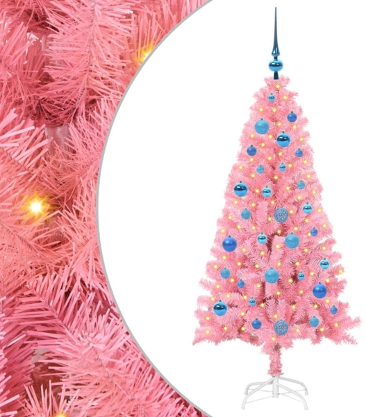 vidaXL Weihnachtsbaum mit 150 LEDs mit Ständer Rosa 150 cm PVC 3396423