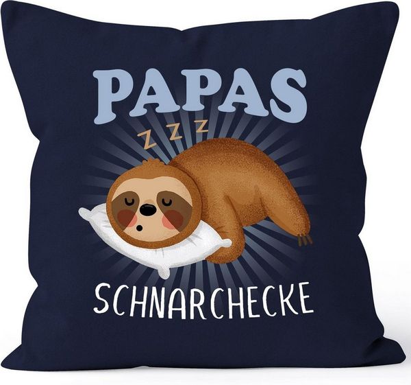 MoonWorks Dekokissen Kissen-Bezug Faultier Papas Schnarchecke lustiges Geschenk für Väter