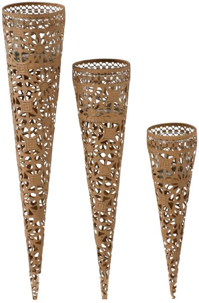 Kerzenhalter 3er Set in Rost-Optik aus Stahl und Glas