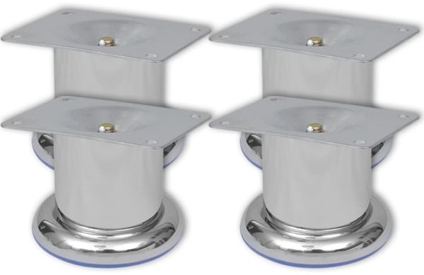 4 x Möbelfuß Sofafuß Sockelfuß Chrom rund 60 mm 242157