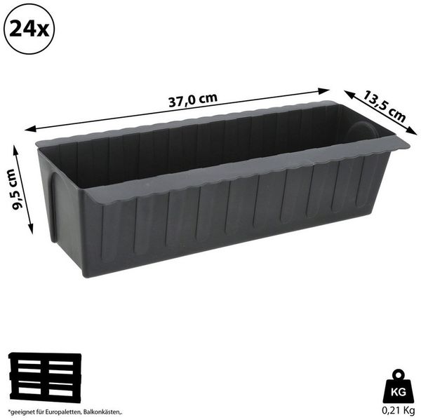 CEPEWA Pflanzeinsatz Pflanzkasten gewellt 24er Set Europalette Kunststoff 37x9,5x13,5cm (24 St)