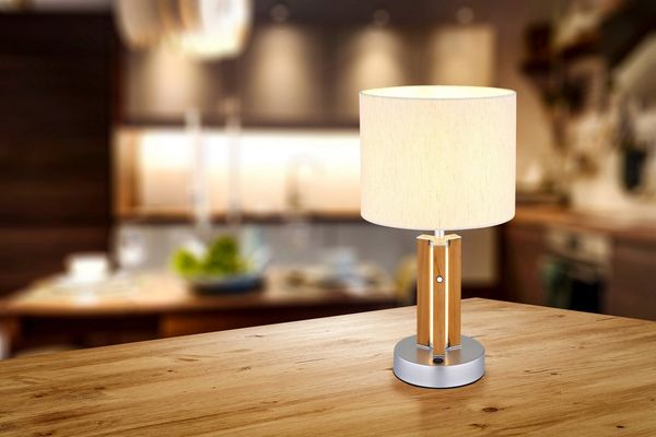 NOWA Tischleuchte TAUGUS, ohne Leuchtmittel, Tischlampe, Textil, Touch Ein/Aus, Wohnbereich
