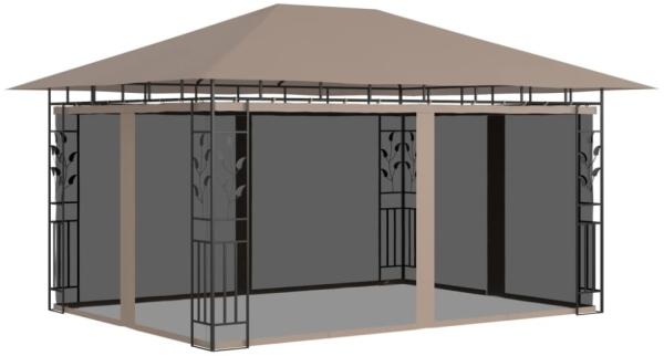 vidaXL Pavillon mit Moskitonetz 4x3x2,73 m Taupe 180 g/m² 312252