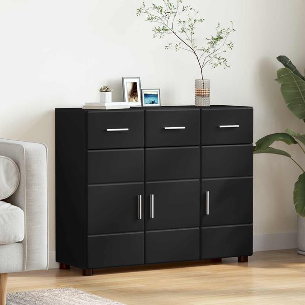 vidaXL Sideboard FLORIN Schwarz 88,5 x 30,5 x 73 cm Holzwerkstoff 880312