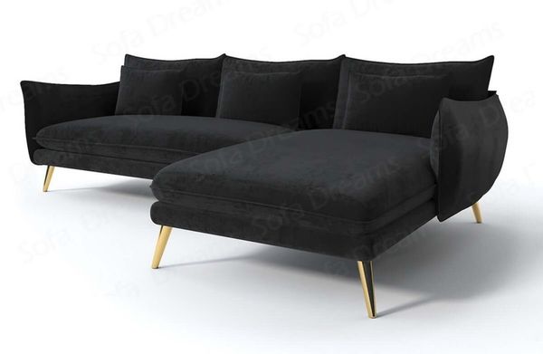 Ecksofa Fürteventura L Form aus Samtstoff - Samtstoff - schwarz - Rechts
