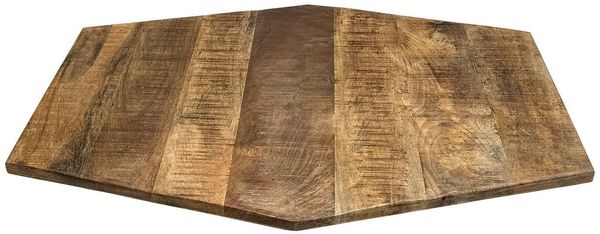 Amagohome Tischplatte Sechseckige Tischplatte Holzplatte Mango-Altholz 74x56 u. 56x47cm – re (1 St), gewollt uneben, aus recyceltem Mangoholz hergestellt