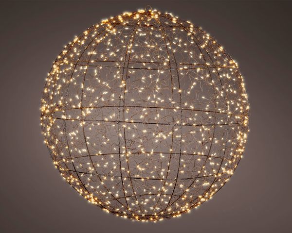 Lumineo Weihnachtsbeleuchtung LED-Kugel, Metall schwarz, 58 cm Durchmesser, 960 LEDs