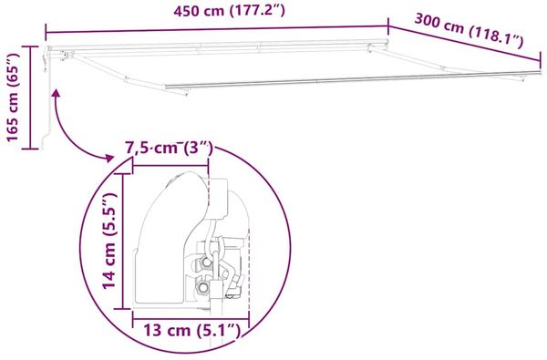 vidaXL Markise Automatisch Burgunderrot 450x300 cm 3310191 Bild 12