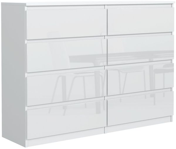 MAGOWA Schubkastenkommode Kommode 120 cm – moderne Kommode mit 8 Schubladen mit Stauraum (ideale Lösung), Breite 120 cm - Höhe 101,5 cm - Tiefe 39 cm