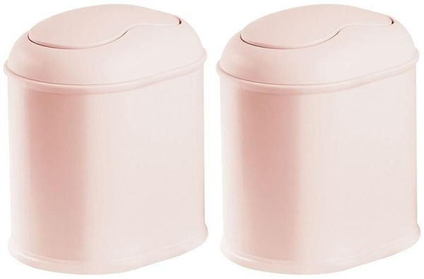 Mülleimer Kosmetikeimer Schwingdeckel Abfalleimer 2er Set mDesign hellrosa