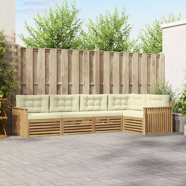 vidaXL Outdoor-Sofagarnitur 5 pcs Weiß und Creme 327 x 168,5 x 73 cm 3390480