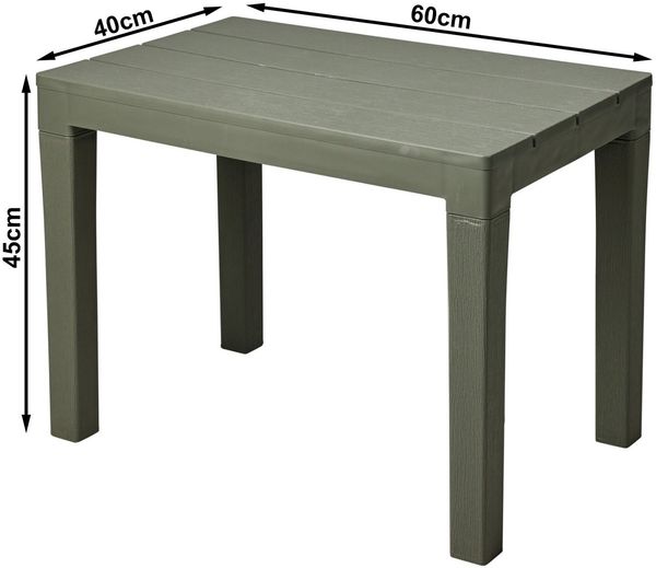 Progarden Gartentisch Gartenbank Beistelltisch Kunststoff Spieltisch 60x40cm Grün (1-St), UV-Beständig, Robust, Wetterfest, Made in Italy, Hochwertig