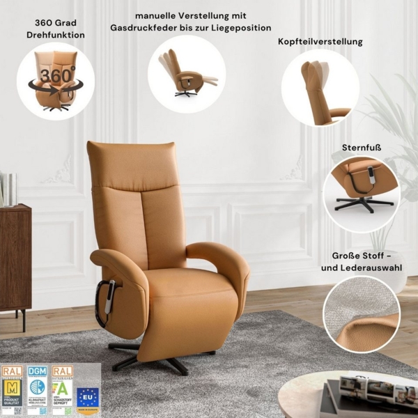 sit&more TV-Sessel Amica, inkl. Kopfteilverstellung & Drehfunktion, wahlweise mit 2 Motoren, Akku und Aufstehhilfe Bild 3