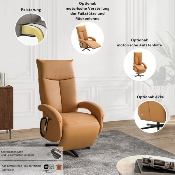 sit&more TV-Sessel Amica, inkl. Kopfteilverstellung & Drehfunktion, wahlweise mit 2 Motoren, Akku und Aufstehhilfe Bild 2