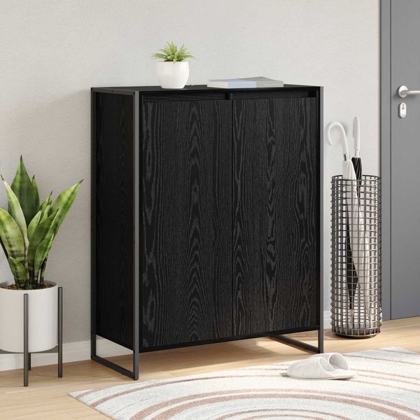 vidaXL Schuhschrank mit Speicher Schwarz Eichen-Optik 79 x 36 x 100 cm 886462