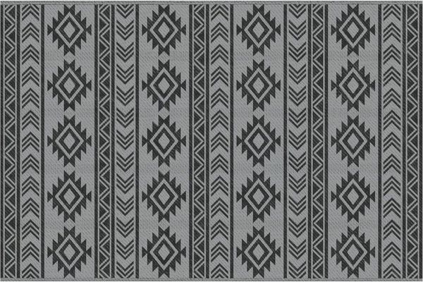 Outsunny Outdoorteppich wasserdichter Kunststoffteppich, für Terrasse, Balkon, Camping, Rechteck, Höhe: 0.3 mm, Schwarz+Grau, 182 x 274 cm