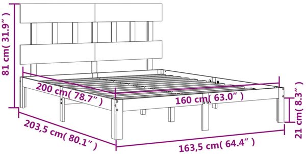vidaXL Massivholzbett ohne Matratze 160x200 cm Kiefernholz 3193606 Bild 12