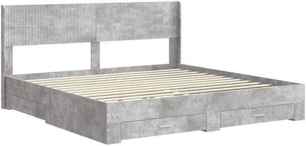 vidaXL Bettgestell mit Stauraum und Kopfteil Betongrau Holzwerkstoff 3414434 Bild 4