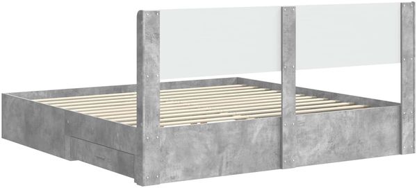 vidaXL Bettgestell mit Stauraum und Kopfteil Betongrau Holzwerkstoff 3414434 Bild 8