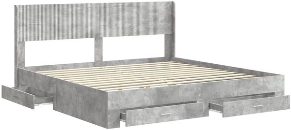 vidaXL Bettgestell mit Stauraum und Kopfteil Betongrau Holzwerkstoff 3414434 Bild 5