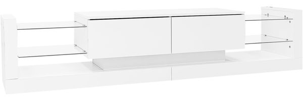 Wohnzimmer-Set aus TV-Schrank und Couchtisch, Hochglanz mit LED, 181x38x38 cm & 100x50x40,3 cm, Weiß Bild 7