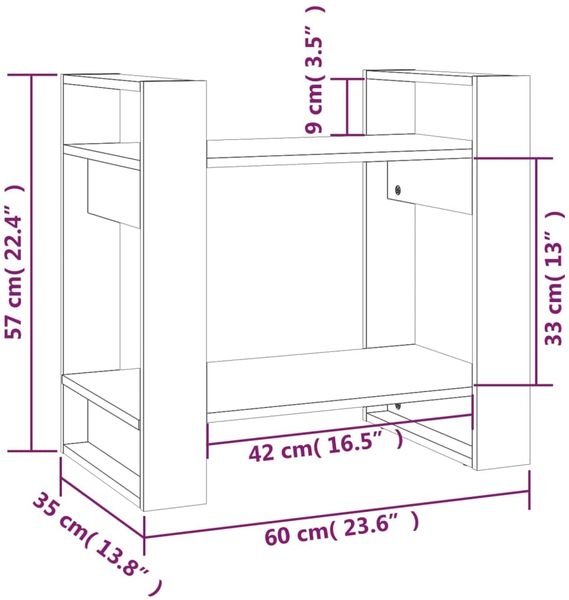 vidaXL Bücherregal/Raumteiler Honigbraun 60x35x57 cm Massivholz 813877 Bild 8