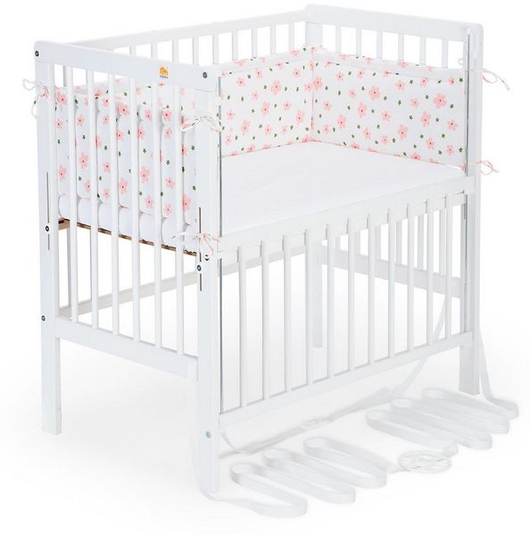 FabiMax Beistellbett Flex weiß, 2in1, Beistellbett und Stubenbettchen in Einem, innovatives Seitenteil