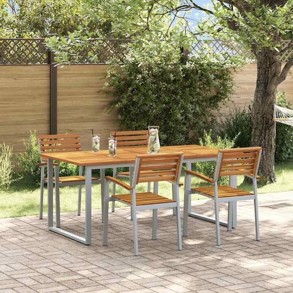 vidaXL Garten Essgruppe 5 pcs Grau Massivholz Akazie 3284347