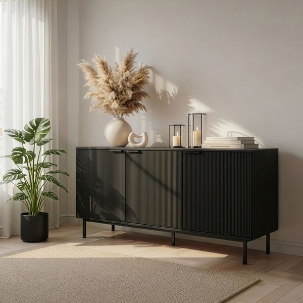 HOME DELUXE Sideboard NYLA Schwarz - 154 x 73 cm