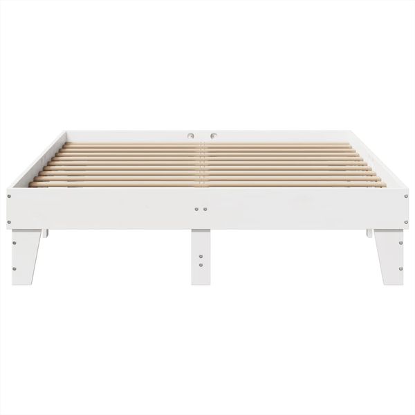 vidaXL Massivholzbett ohne Matratze Weiß 140x200 cm Kiefernholz 855356 Bild 4