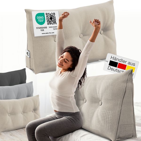 ELONEO Rückenkissen Bett- und Rückenstützkissen >Sand< 100cm