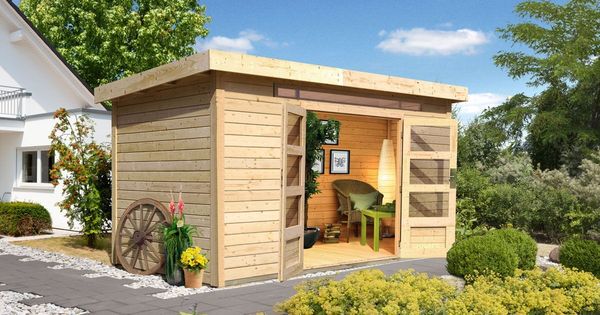 Gartenhaus Kandern 7 - 364x244 cm, 28 mm Holz naturbelassen, Karibu
