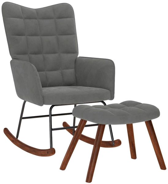 vidaXL Schaukelstuhl mit Hocker Dunkelgrau Samt 4016844
