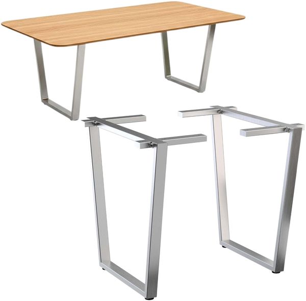 DanDiBo 2x Tischbeine Edelstahl 72 x 72 cm Tischgestell Höhenverstellbar 96679 Tischfüße Möbelfüße Tischkufen Esstisch Beine