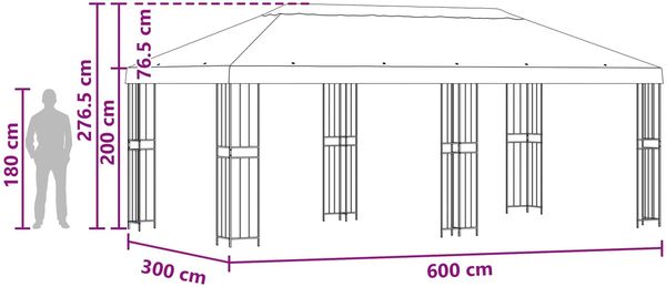 vidaXL Pavillon mit Seitenwänden 6 x 3 m Orange Polyester und Stahl 3375990 Bild 6