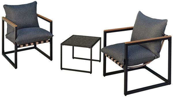 HTI-Living Gartenlounge-Set Terrassenmöbel für 2 Personen Cirella, (Set, 3-tlg, 2x Stuhl, 1x Tisch, inkl. Kissen), Sitzgruppe Garten 2 Stühle 1 Tisch