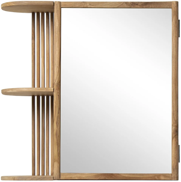 Vente-unique - Spiegelschrank Bad mit Ablagen - Teakholz - Naturfarben - CIMAHI
