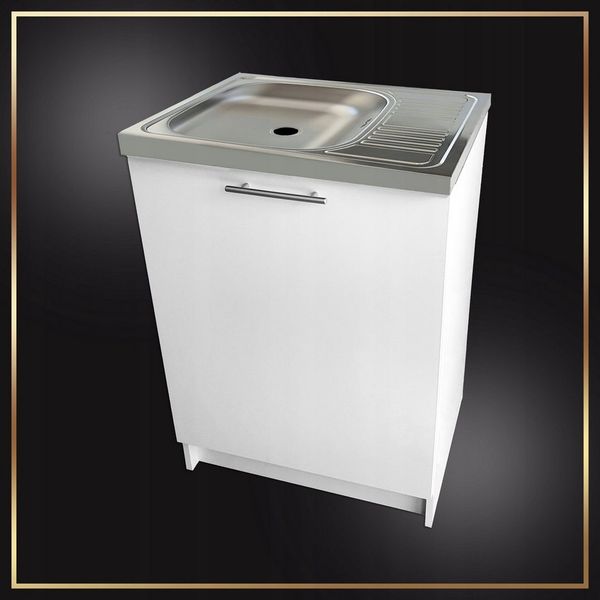 STAMAR Spülenschrank Küchenschrank 60cm Weiß Deante Spüle Abtropf Armatur Chrom Set XXL Standschrank 50cm Tiefe Siphon Geschirrspüler Komplett Montagefertig