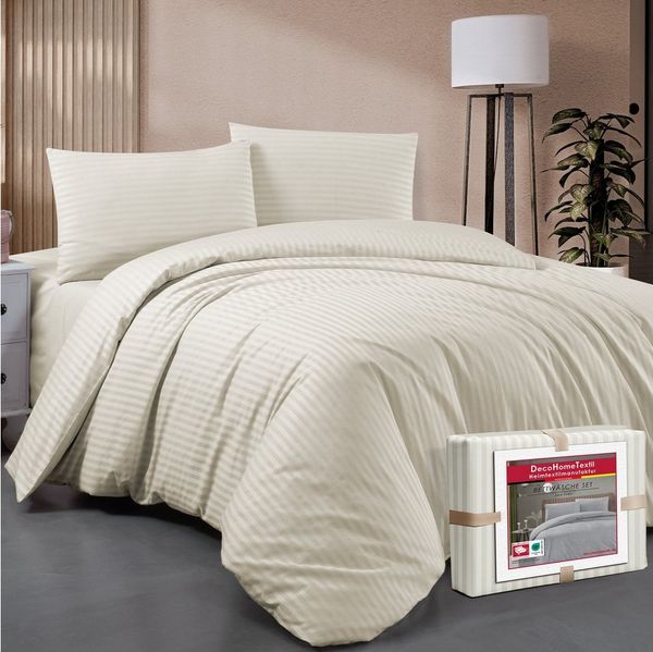 DecoHomeTextil Heimtextilmanufaktur Bettwäsche Set Bettgarnitur mit Reißverschluss Polycotton Streifen