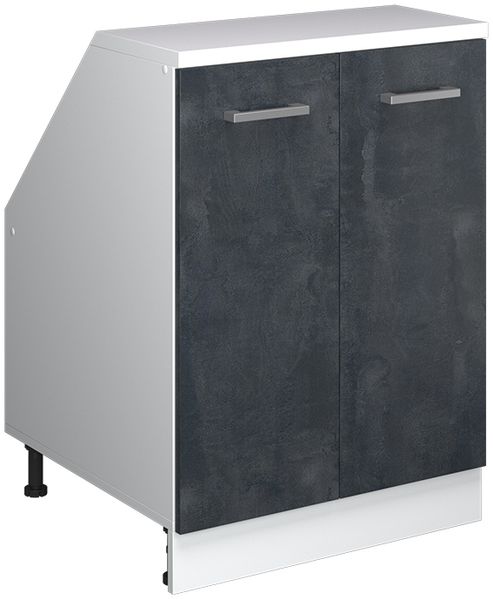 Dachschrägenschrank Rion Schwarz Beton 60 x 81.6 cm mit 2 Türen, Schrankkorpus 60 cm Tiefe Vicco