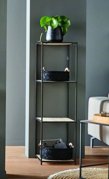 Dekoleidenschaft Standregal "Modern Living" Regal aus Holz & Metall, schwarz, 116 cm hoch, 4 Böden, Wohnzimmerregal, Bücherregal, Küchenregal, Badregal