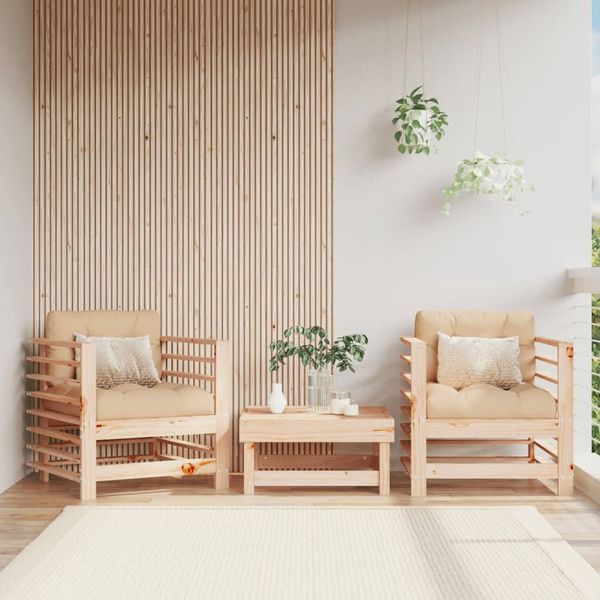 vidaXL Gartenstühle mit Kissen 2 Stk. Massivholz Kiefer 825674